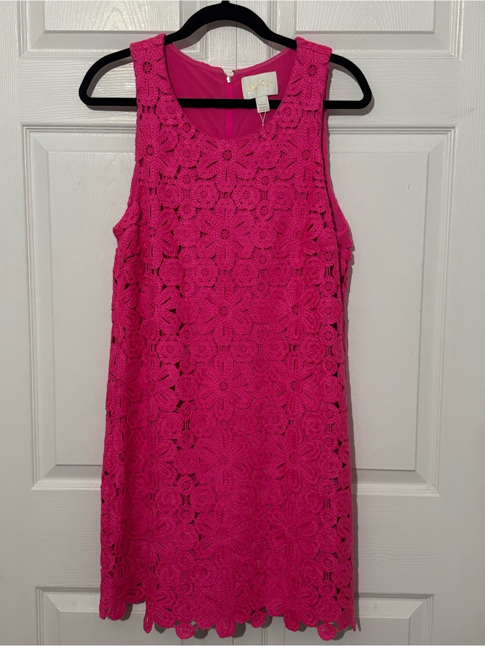 Lilly Pulitzer Hot Pink Floral Crochet Mini Dress